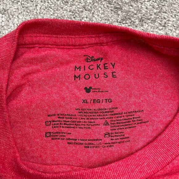 Disney Mickey Mouse Graphic T-Shirt Mens XL Red Crew Neck Short Sleeve Tee Top - Picture 4 of 8